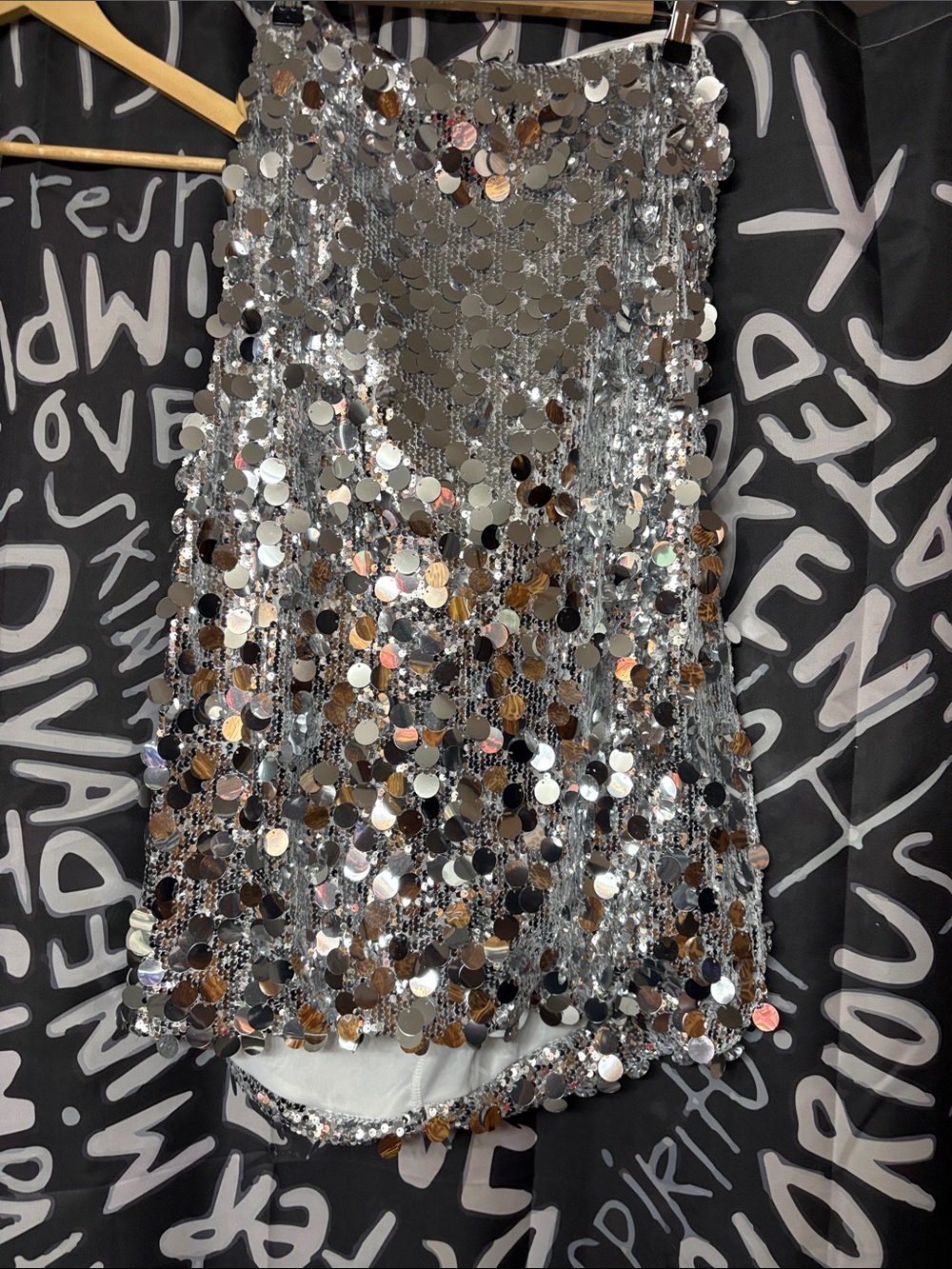 Silver Sequin strapless mini dress- Women's Sparkle Party Top